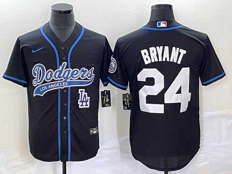 Men%27s Los Angeles Dodgers #24 Kobe Bryant Black With Patch Cool Base Stitched Jersey